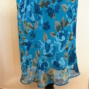Blue Floral Midi Skirt